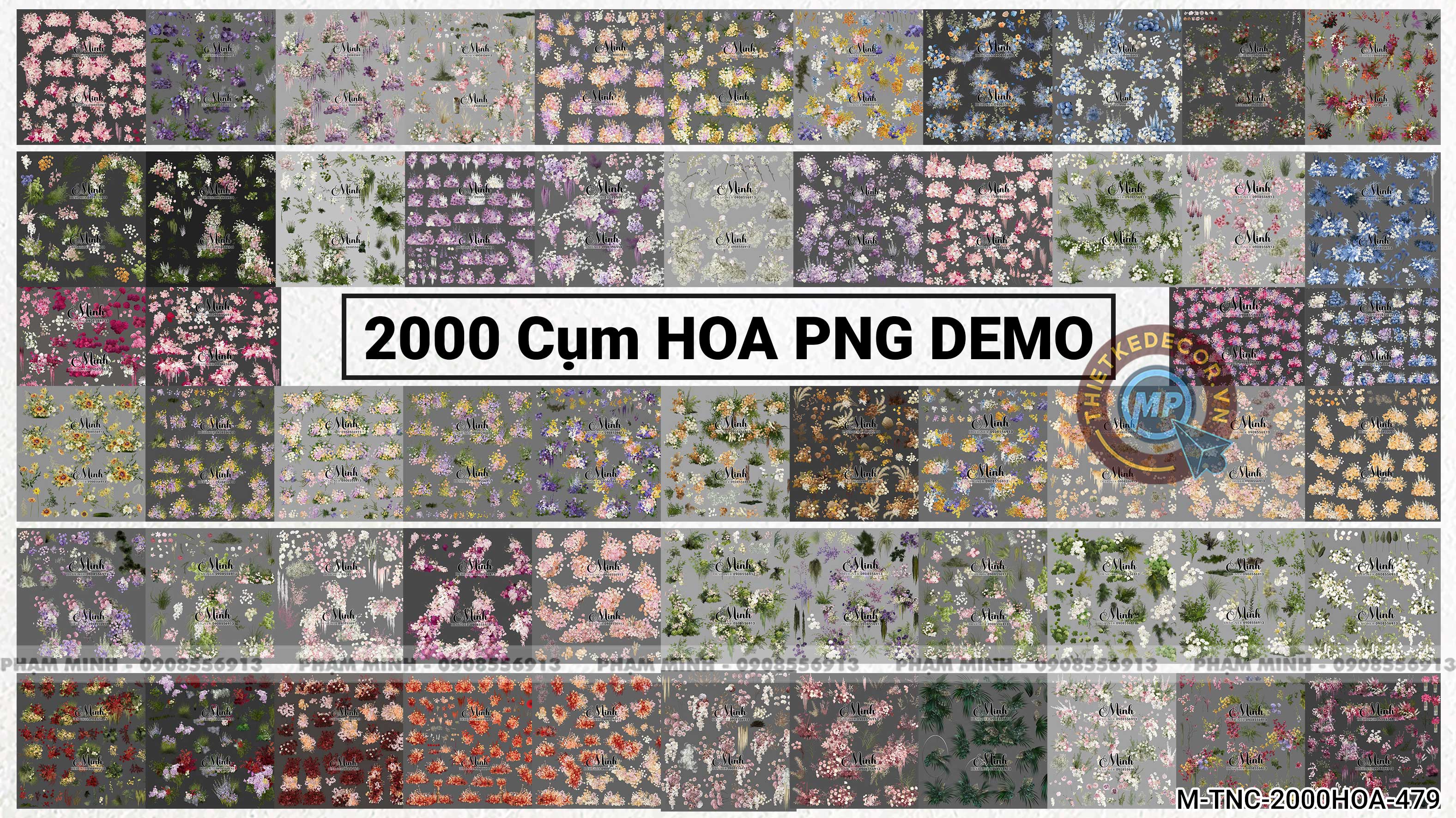 Bộ 2000 Hoa demo PNG tách nền của hơn 70 Bộ hoa; File định dạng PTS - (Có nhóm Zalo riêng cho khách mua để cập nhật hoa mới nếu có)