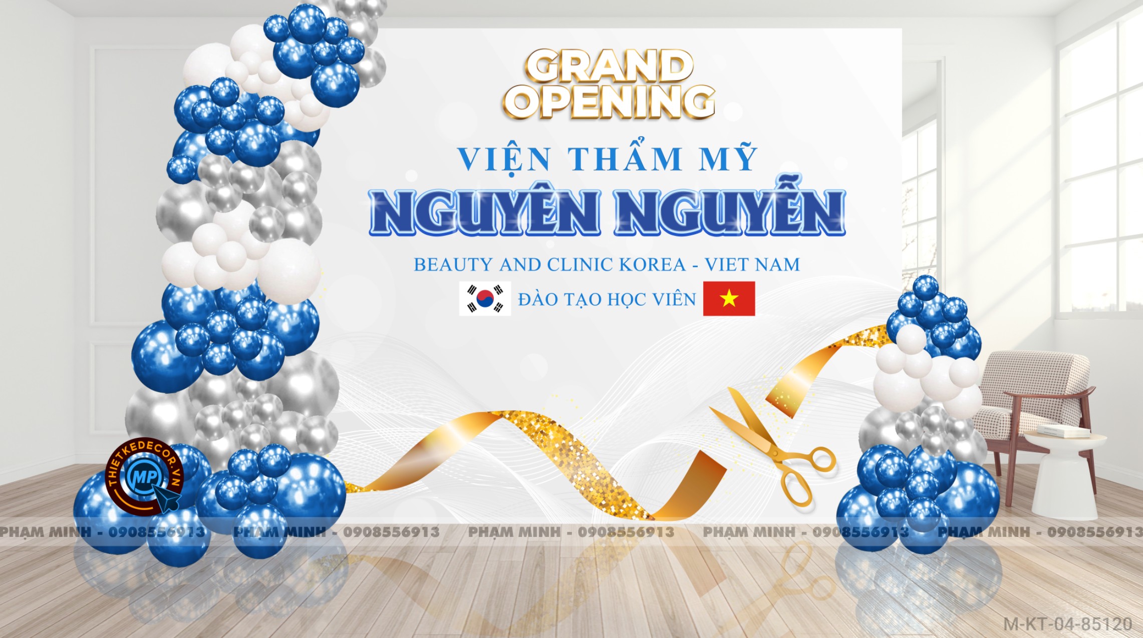 File thiết kế background khai trương Viện thẩm mỹ sang trọng luxury