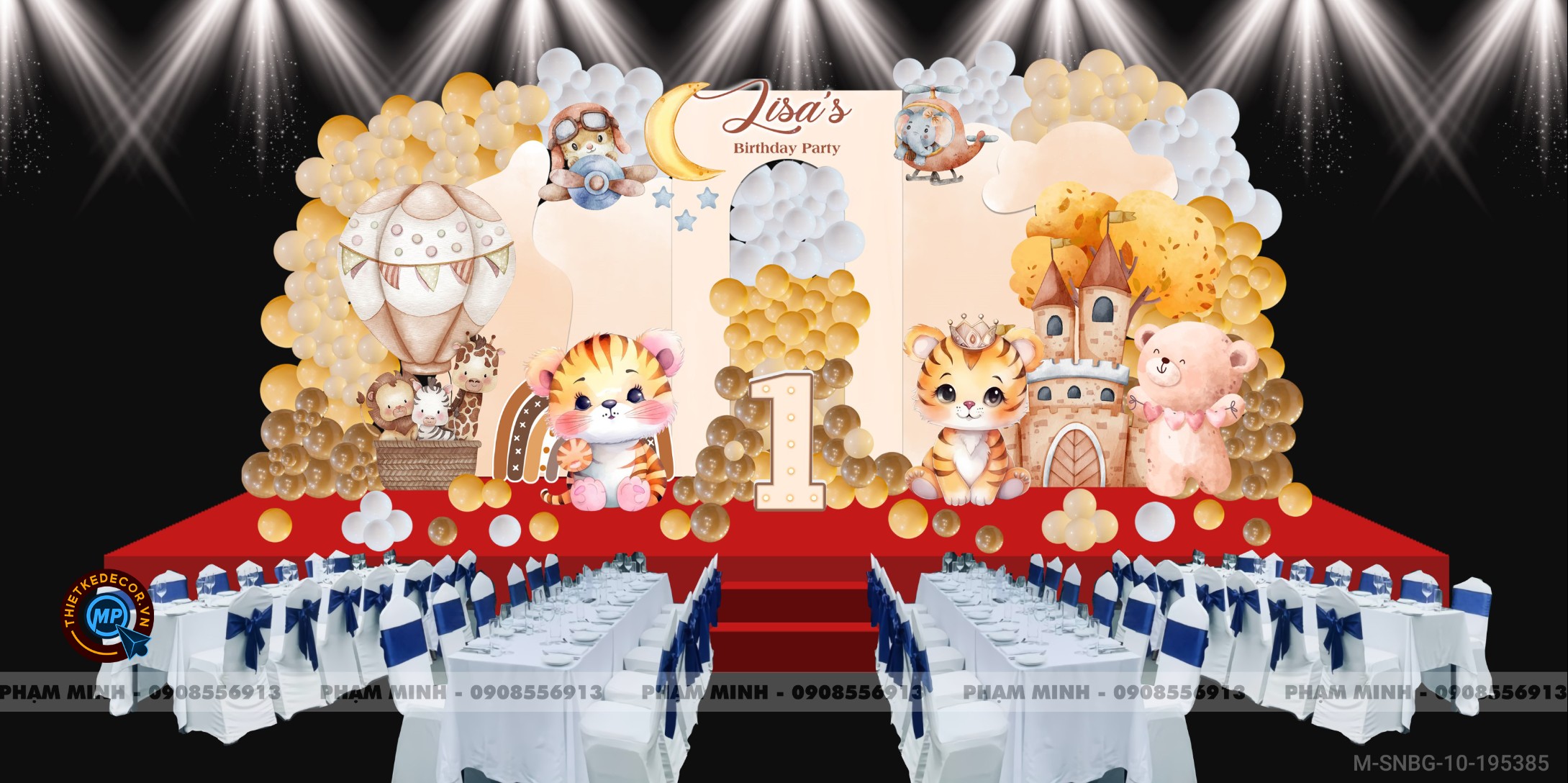 File thiết kế sinh nhật bé gái chủ đề lâu đài cùng các sở thú con vật