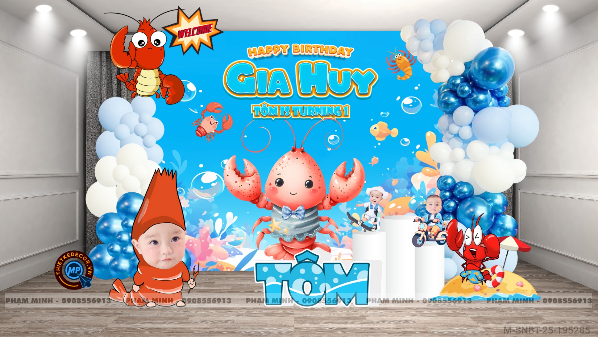 File sinh nhật bé trai chủ đề con TÔM cute đáng yêu.