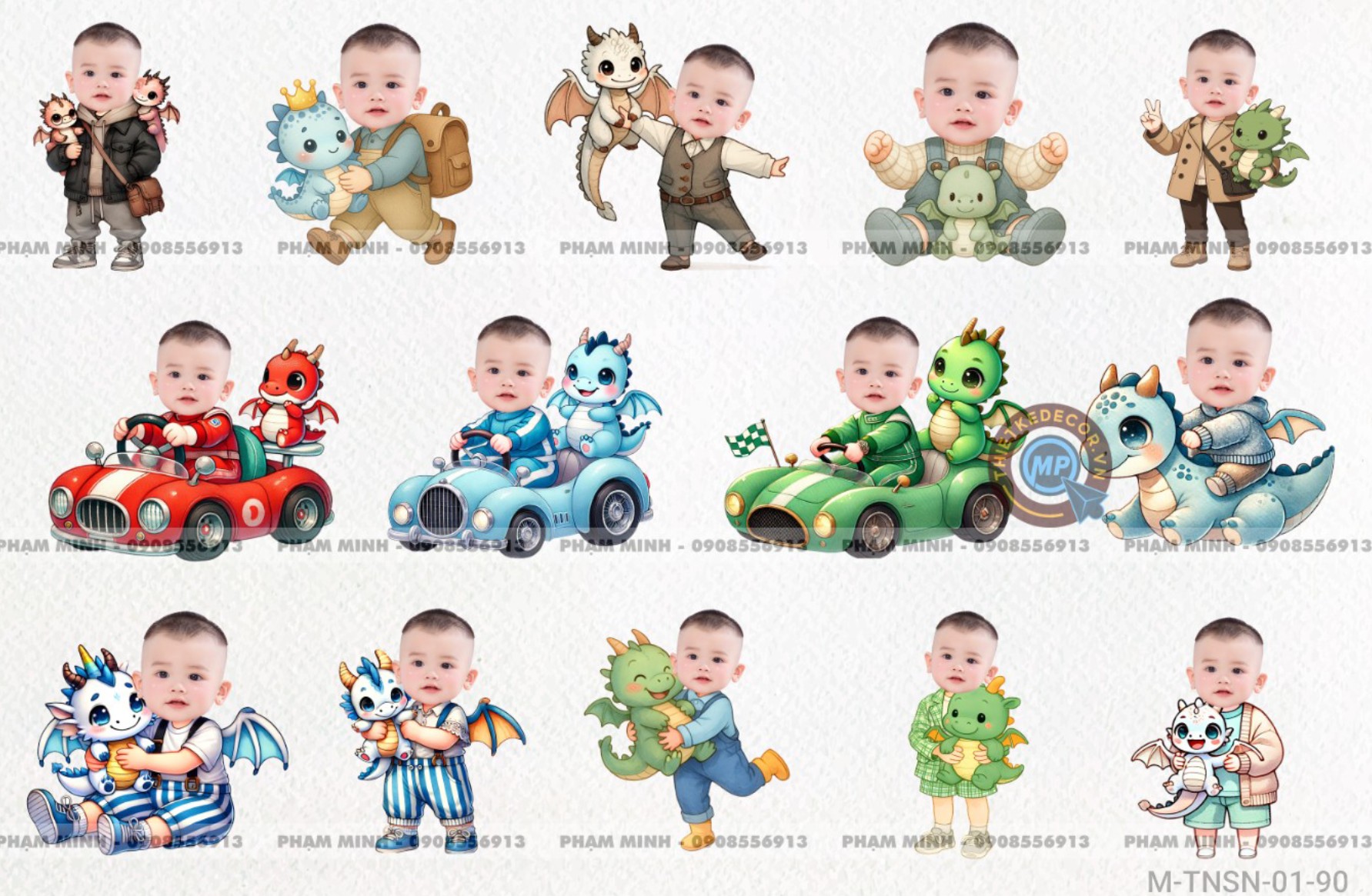14 CHIBI PNG bé trai ôm rồng cute đáng yêu dễ thương. Đã tách đầu và tóc - dễ dàng trong sử dụng