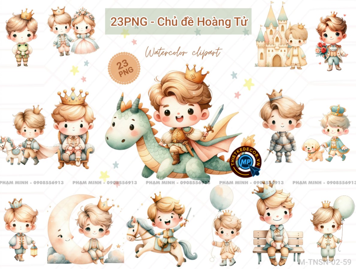 23PNG - Chủ đề Hoàng tử Cưỡi Rồng cute đáng yêu dễ thương