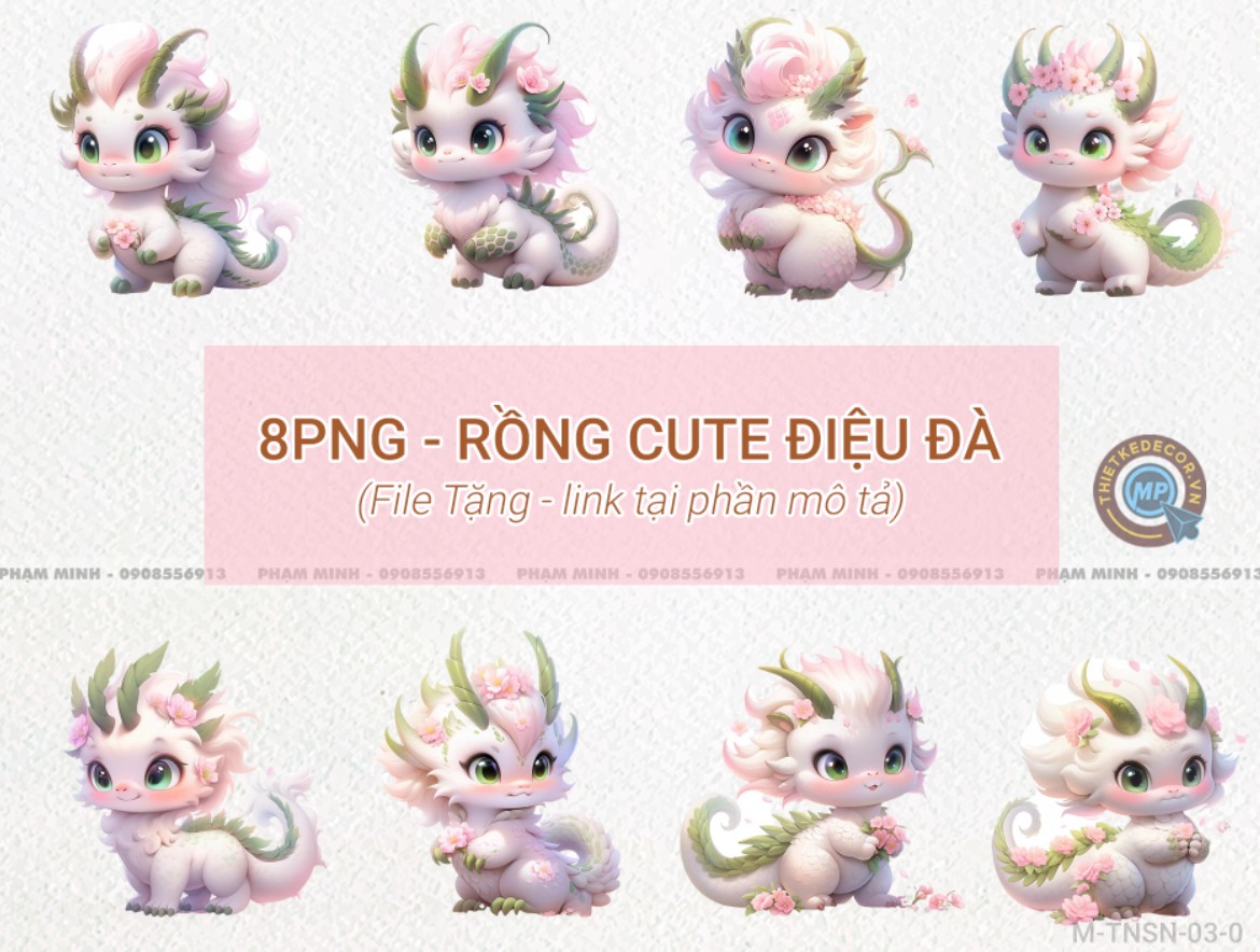 [TẶNG] 8 bé rồng PNG điệu đà dễ thương cut đáng yêu