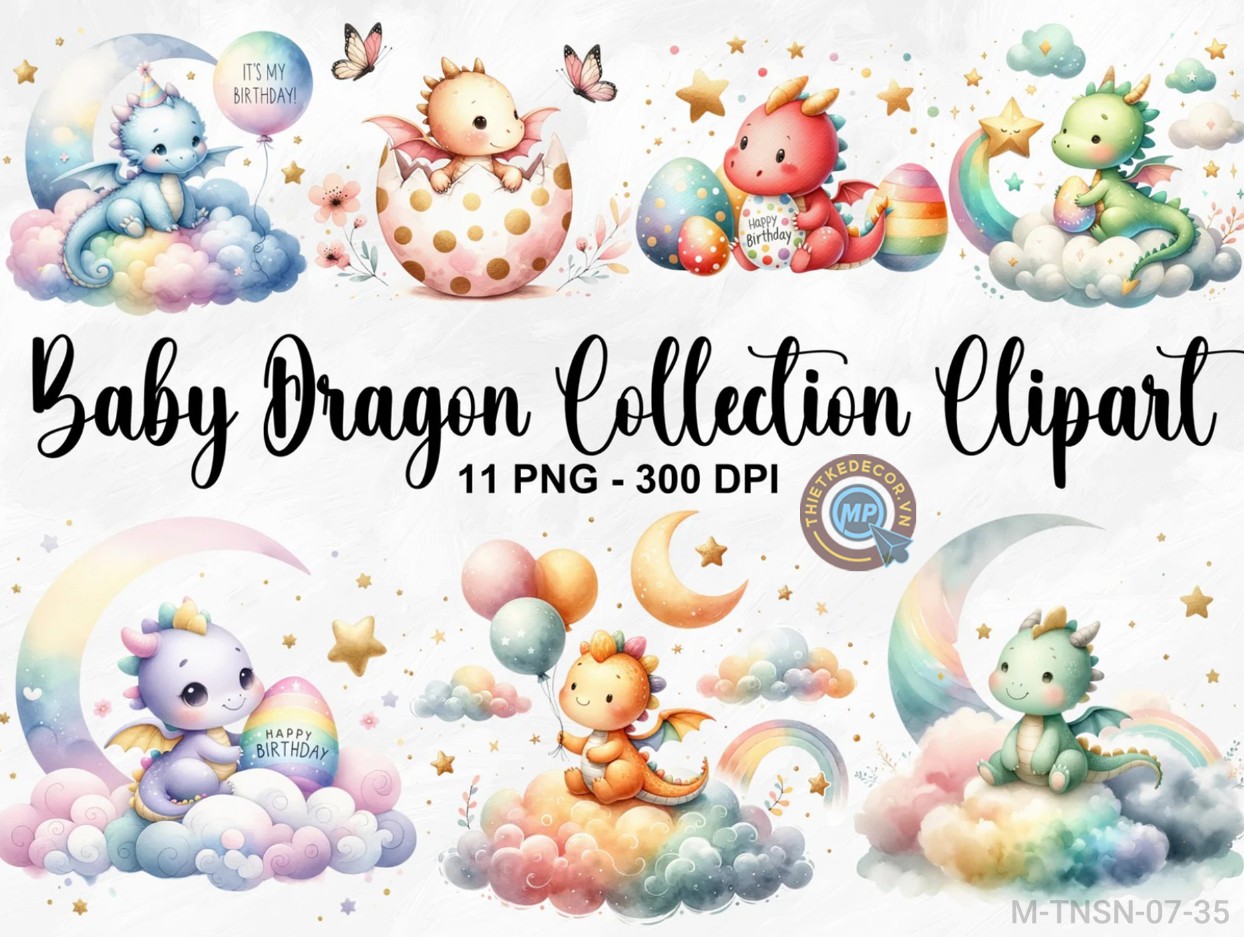 11 PNG Rồng cute dễ thương đáng yêu sinh nhật bé 1 tuổi.