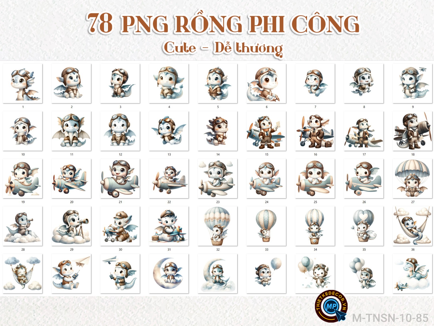 78 PNG Rồng phi công cute dễ thương đáng yêu thiết kế sinh nhật bé 1 tuổi.