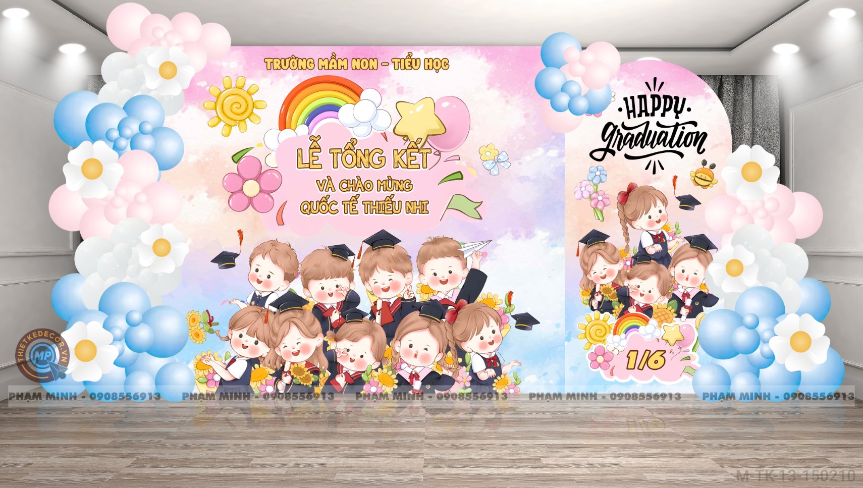 File thiết kế Tổng kết năm học và Chào mừng Quốc tế thiếu nhi 1/6 dễ thương đáng yêu.