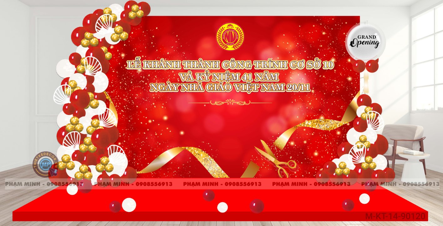 File thiết kế background khai trương công ty tone đỏ vàng sang trọng luxury