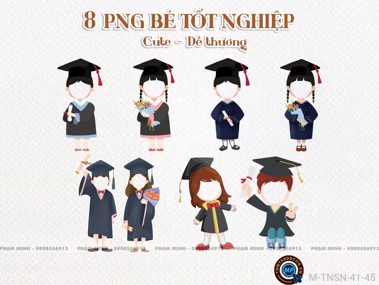 8 PNG Bé tốt nghiệp chụp hình checkin cute dễ thương đáng yêu