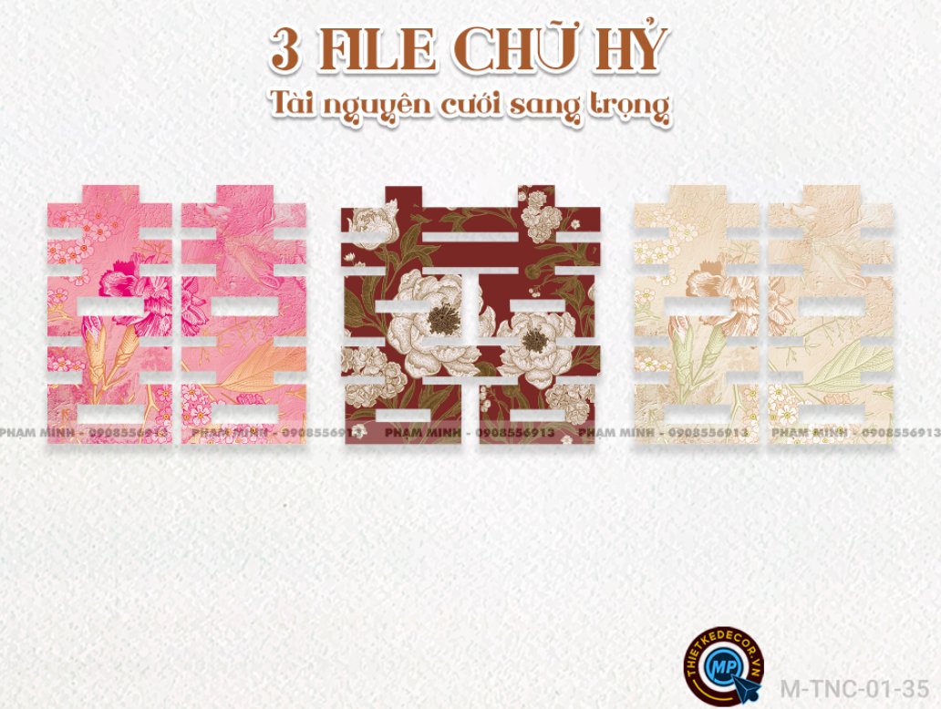 3 File chữ HỶ tài nguyên cưới sang trọng