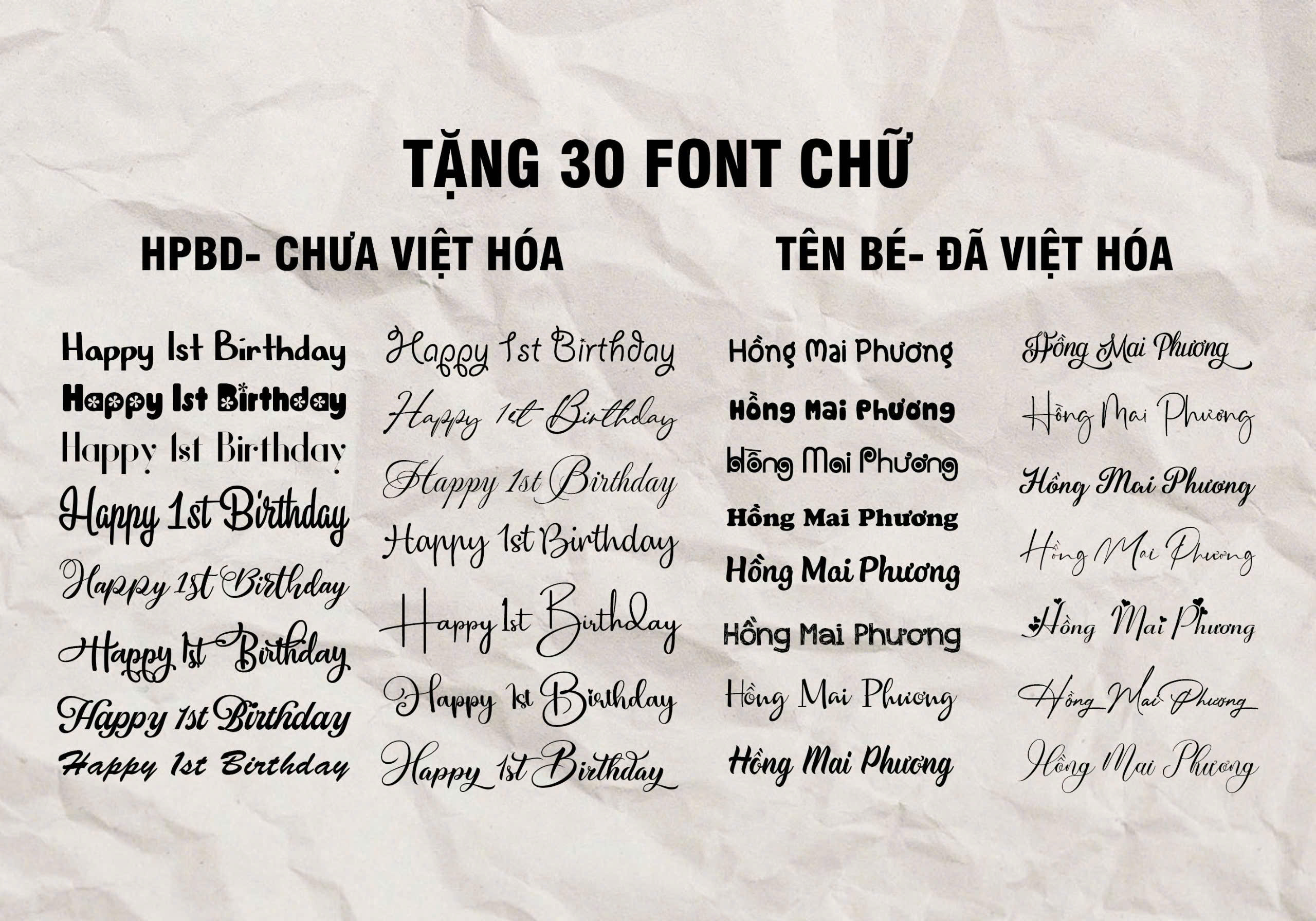 Tặng 30 font chữ sinh nhật đã việt hóa và chưa việt hóa