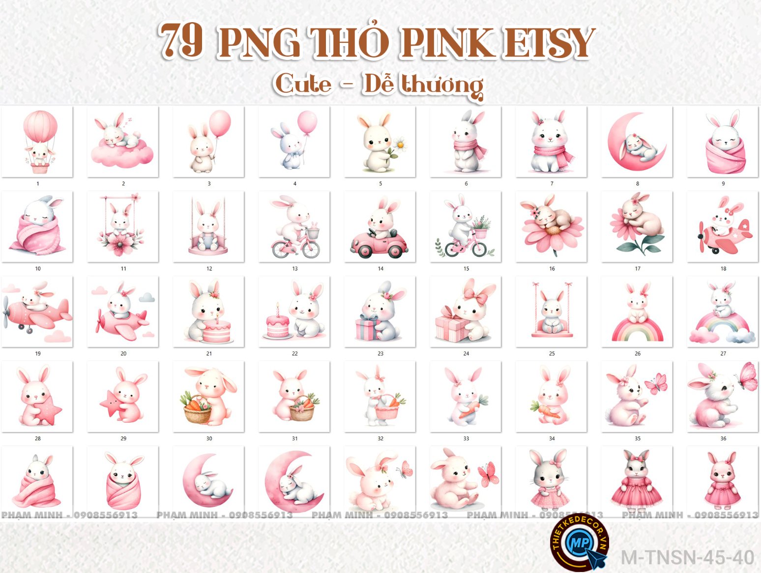 79 PNG Thỏ hồng ETSY cute dễ thương đáng yêu