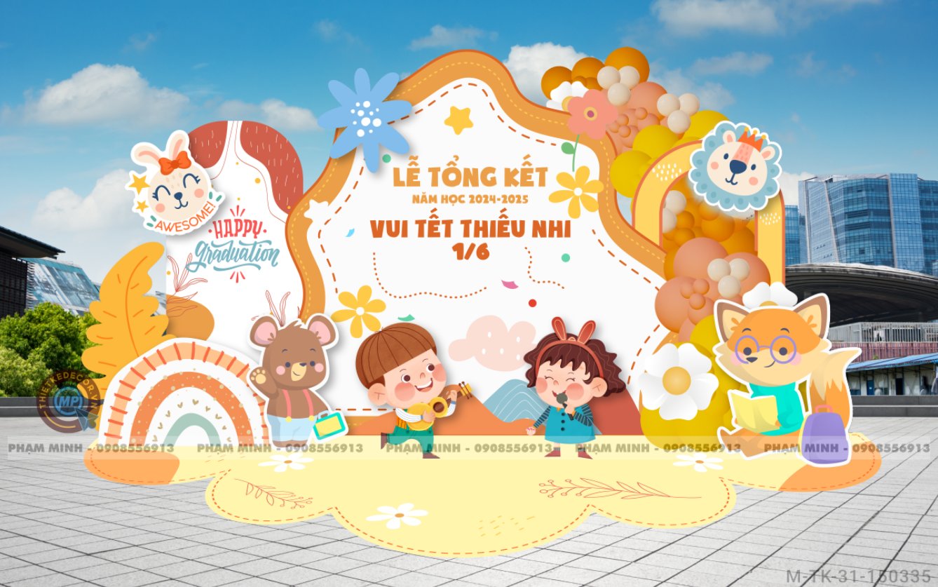 File thiết kế Tổng kết năm học và Chào mừng Quốc tế thiếu nhi 1/6 dễ thương đáng yêu.