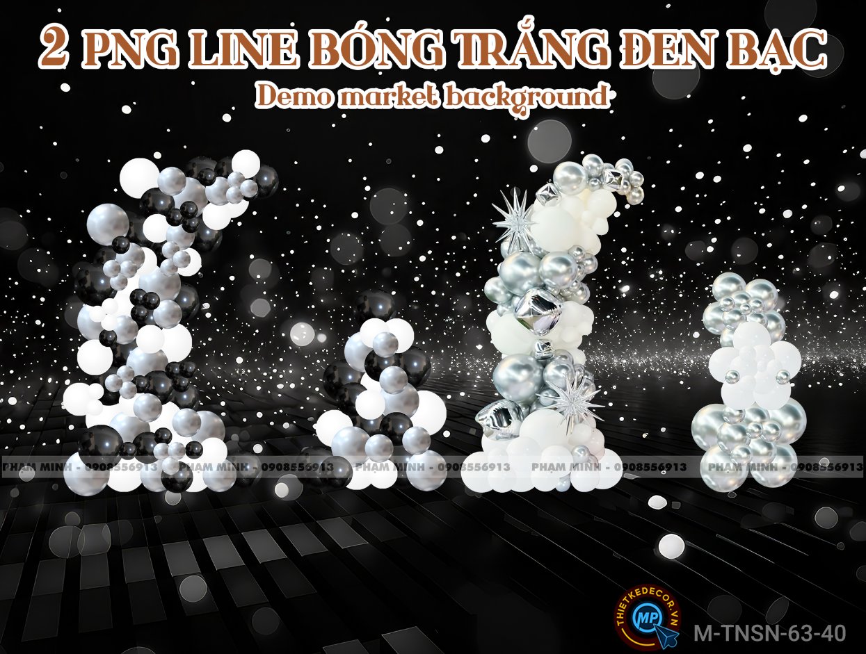 2 PNG Line bóng tone trắng đen bạc dùng demo market và background sinh nhật, sự kiện,...