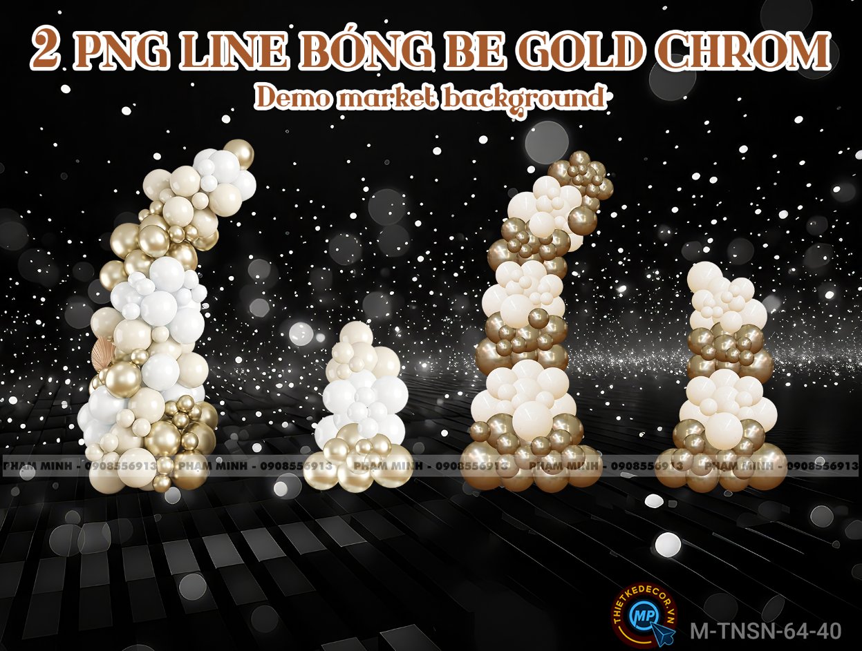 2 PNG Line bóng be vàng gold chrom dùng demo market và background sinh nhật, sự kiện,...
