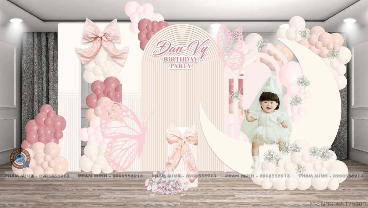 File thiết kế sinh nhật bé gái chủ đề công chúa tone hồng be dễ thương đáng yêu cute sang trọng.