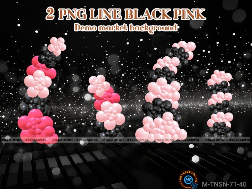2 PNG Line bóng Black Pink dùng demo market và background sinh nhật, sự kiện,...