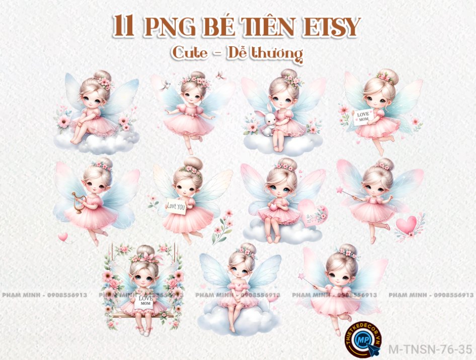 11 PNG Bé Tiên Etsy Cute dễ thương xinh đẹp tách nền nét căng [DEAL 35K]