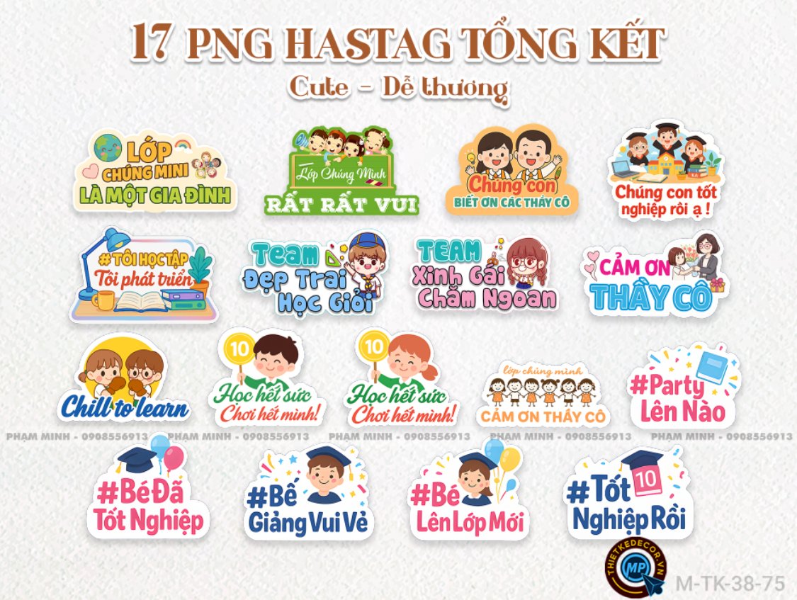 17 PNG hastag tổng kết năm học cute dễ thương đáng yêu tách nền.