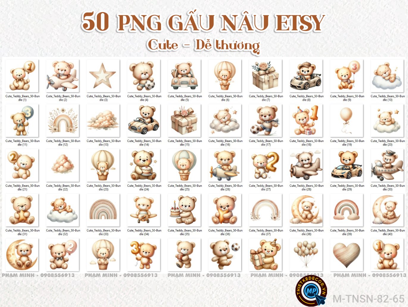 50 PNG Gấu nâu ETSY cute dễ thương đáng yêu tách nền nét căng