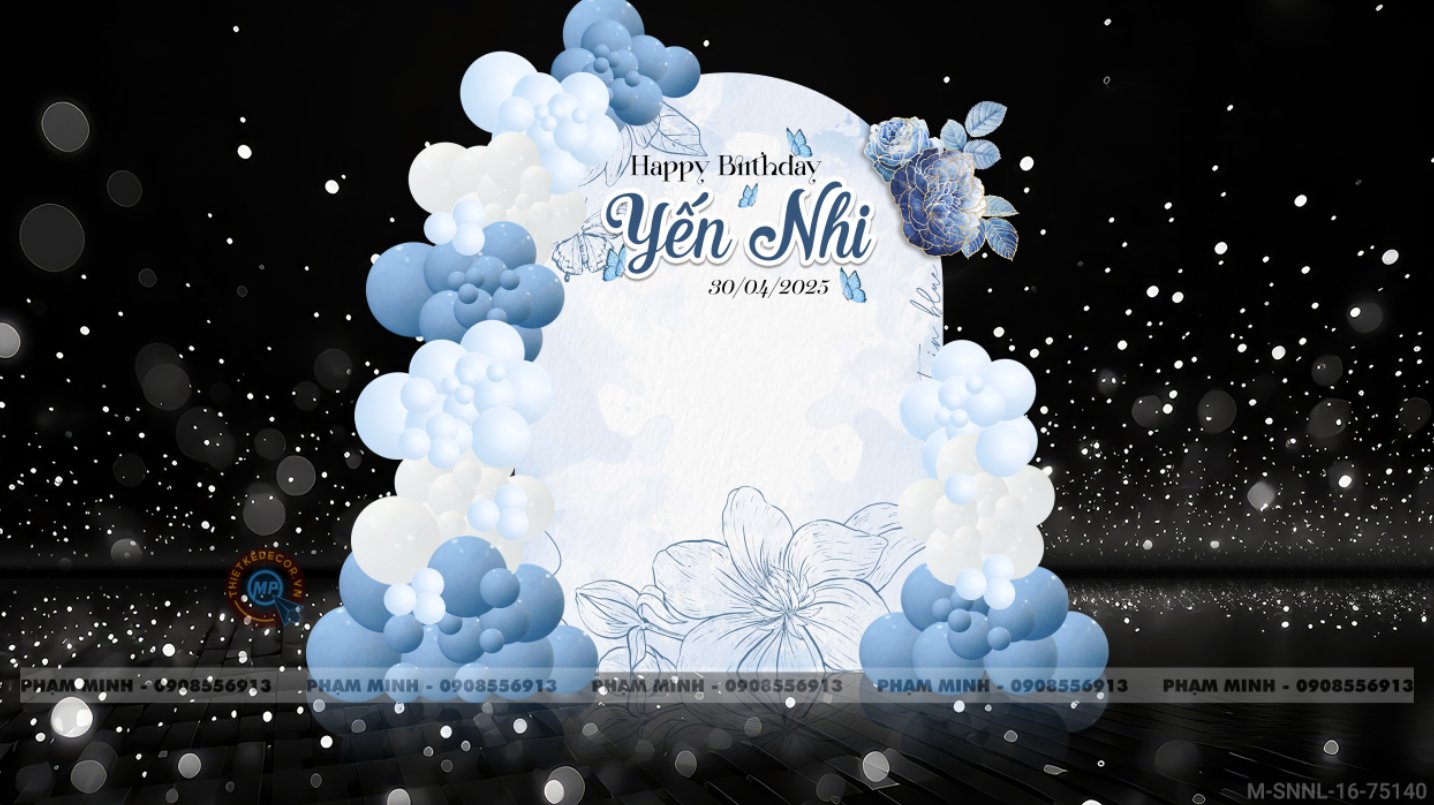 File thiết kế sinh nhật người lớn cho nữ tone Xanh navy cổ vịt hot trend sang trọng