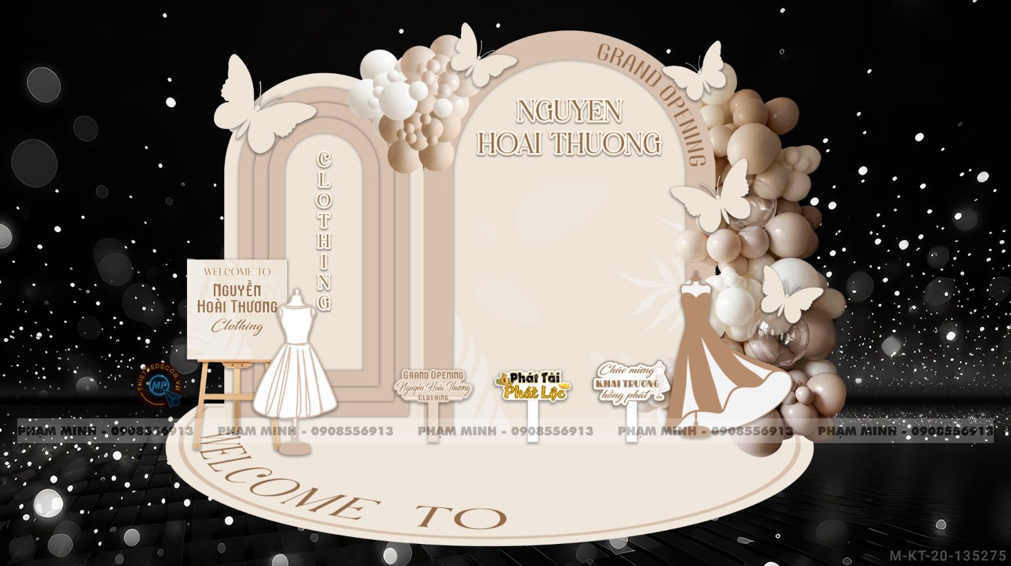 File thiết kế khai trương tiệm shop quần áo thời trang Clothing tone nâu be sang trọng