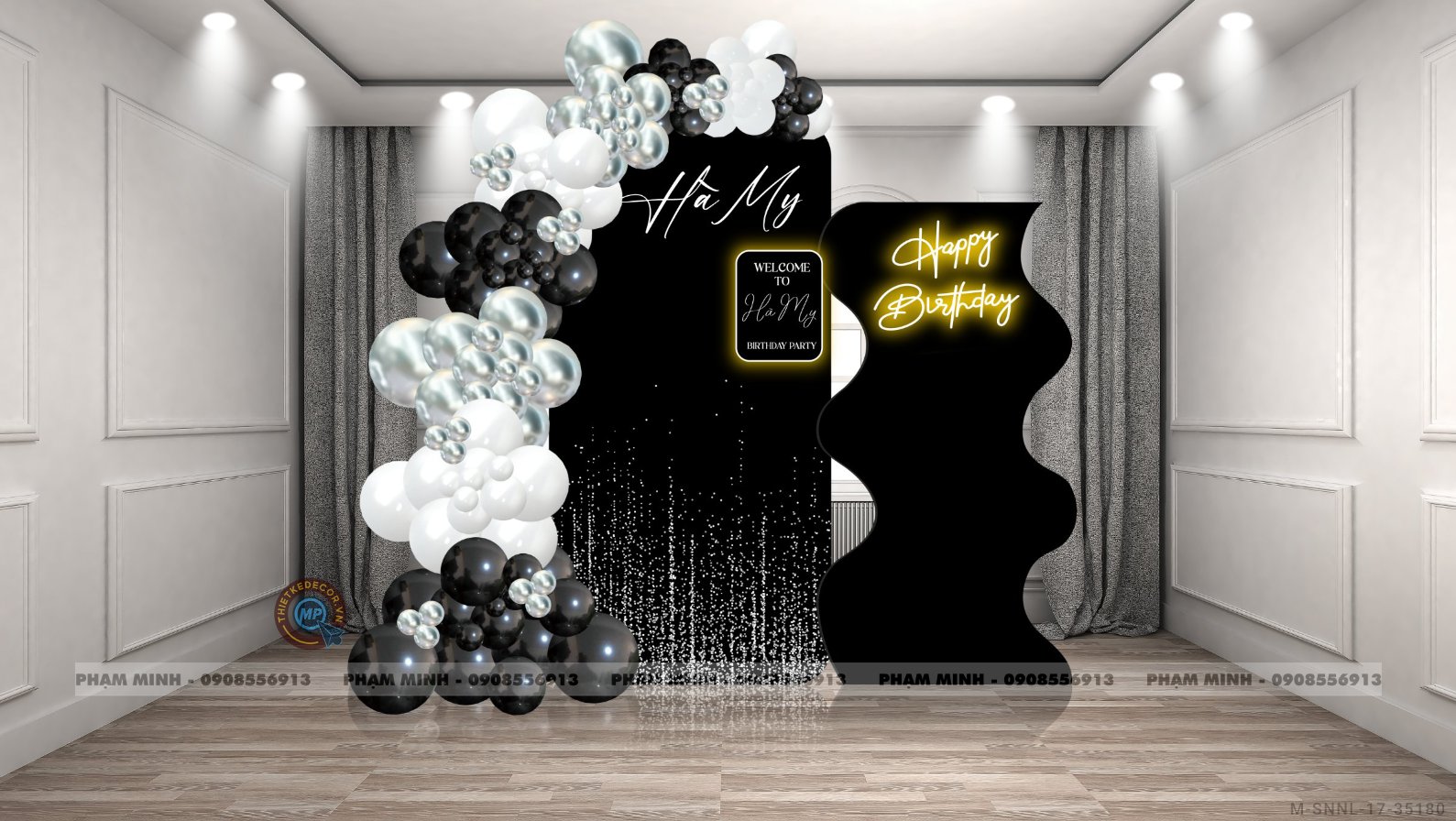 File thiết kế sinh nhật người lớn tone đen trắng bạc sang trọng đẳng cấp cho Sếp, người yêu, bạn bè, ...