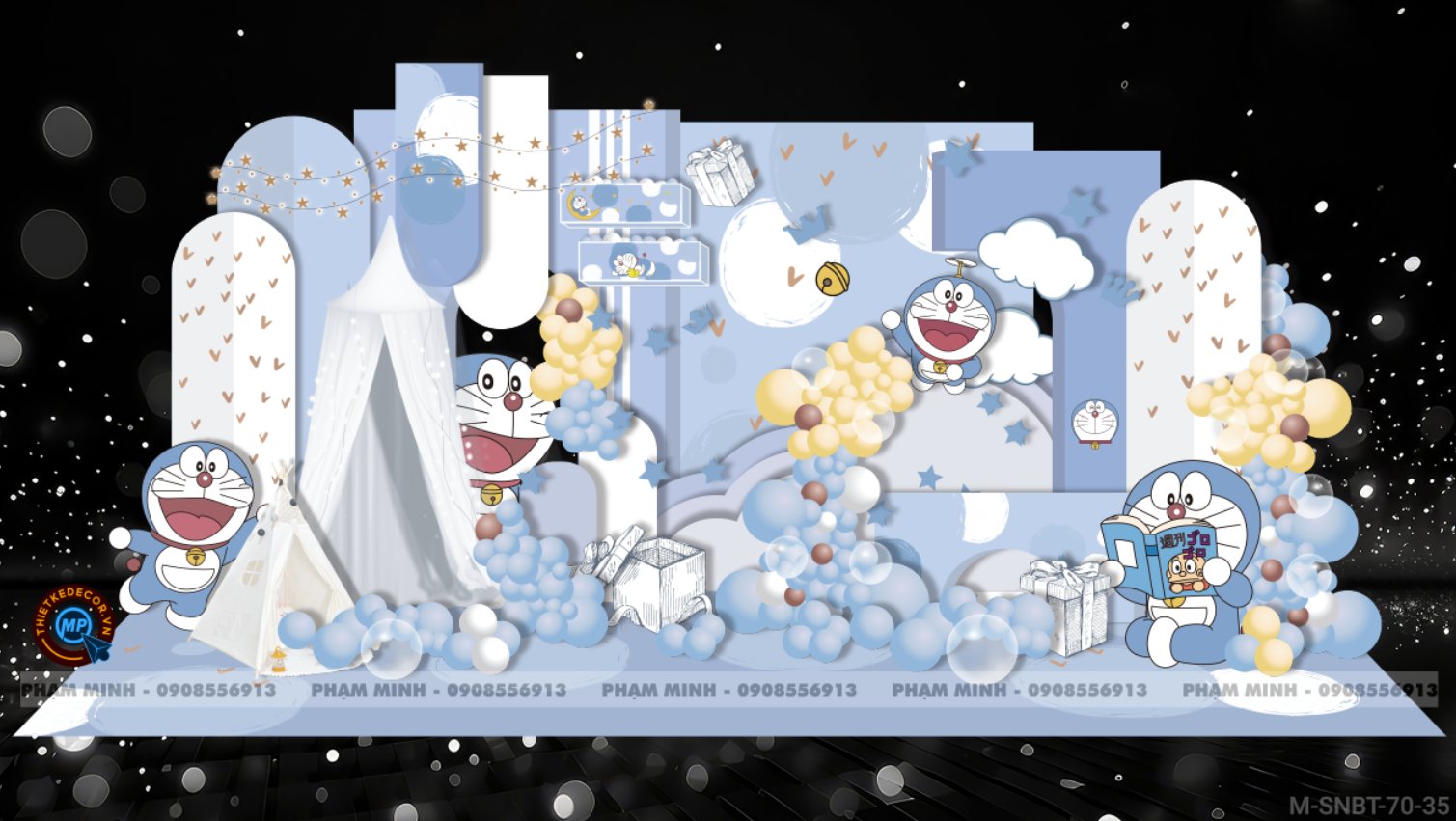 File thiết kế sinh nhật chủ đề Doremon dễ thương, đáng yêu, cute, sang trọng.