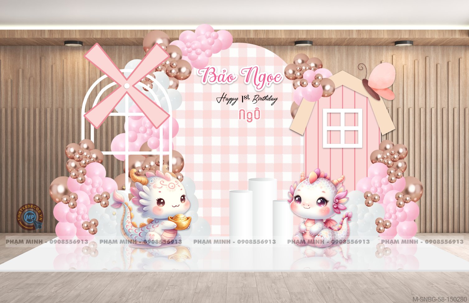 File thiết kế sinh nhật bé gái tuổi rồng tone hồng cute đáng yêu