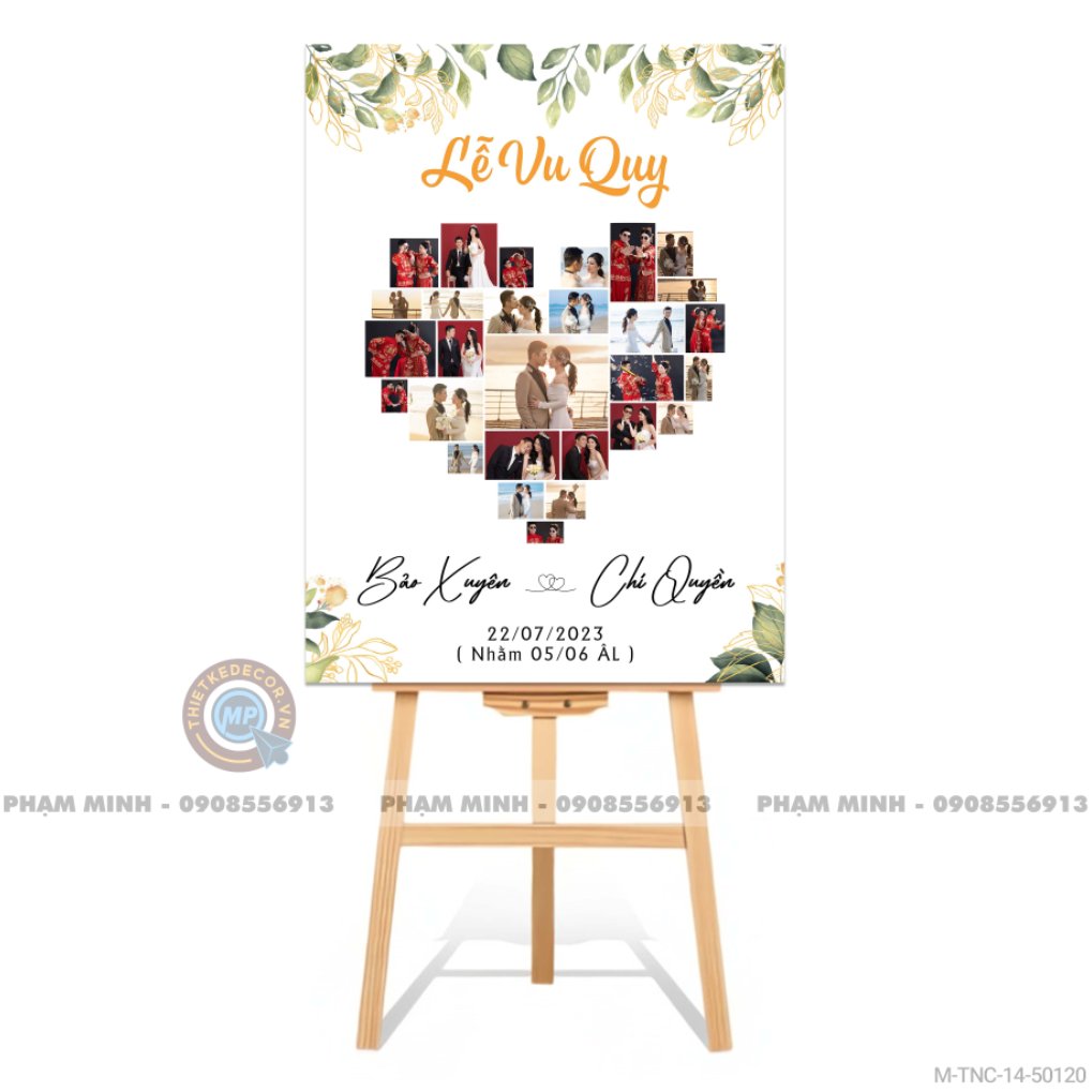 Bảng welcome cưới chèn hình ảnh trái tim - File Photoshop.