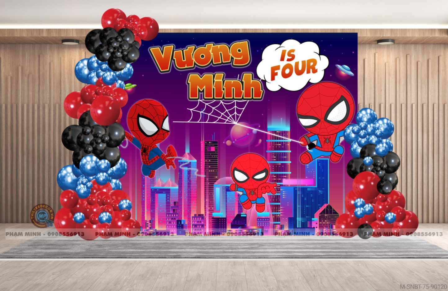 File thiết kế sinh nhật bé trai chủ đề Spiderman - Siêu anh hùng cute dễ thương.