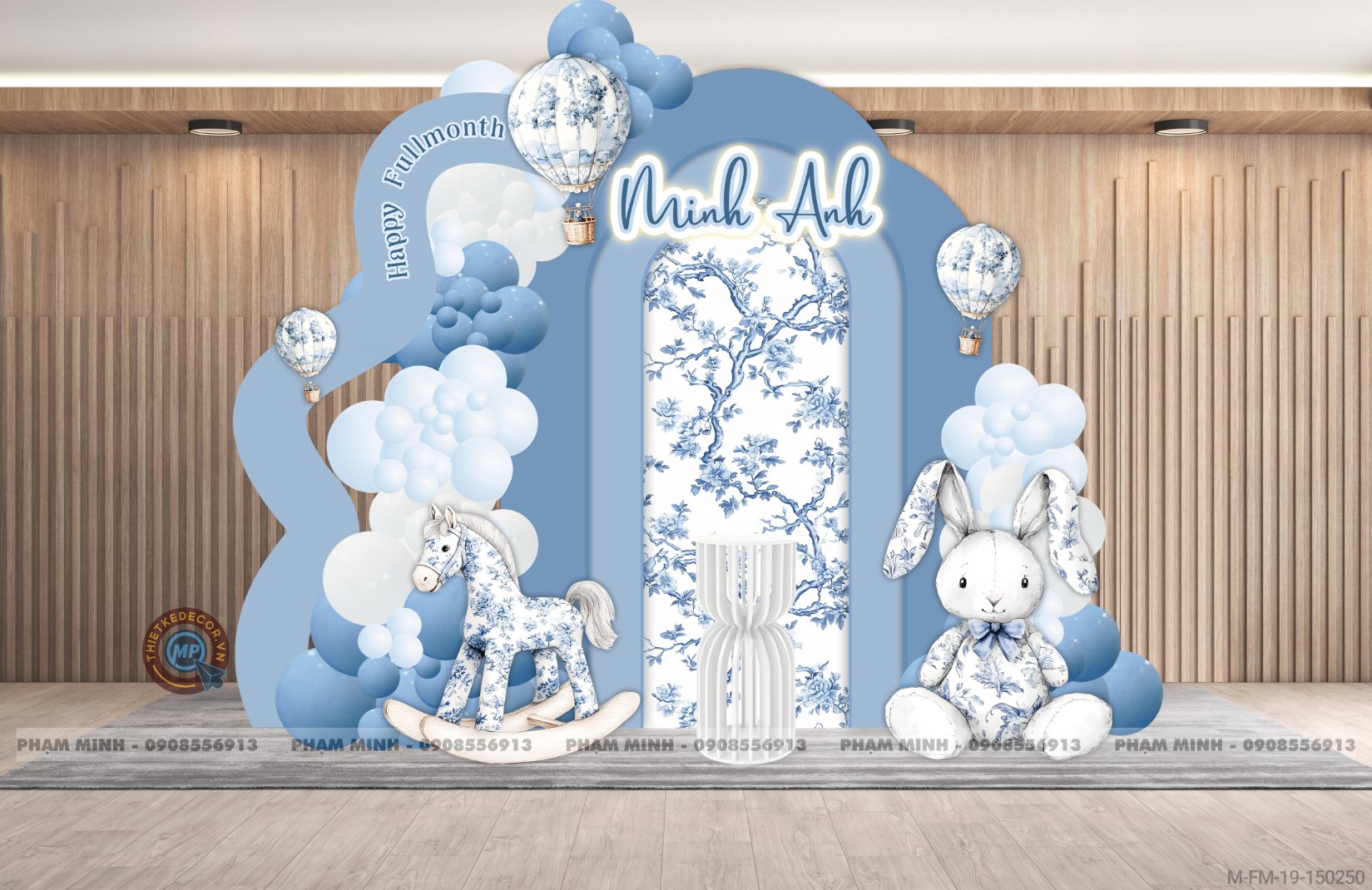 File thiết kế Background đầy tháng fullmonth tone xanh cổ vịt cute dễ thương đáng yêu