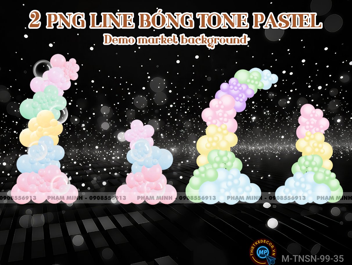 2 PNG Line bóng pastel dùng demo market và background sinh nhật, sự kiện,...