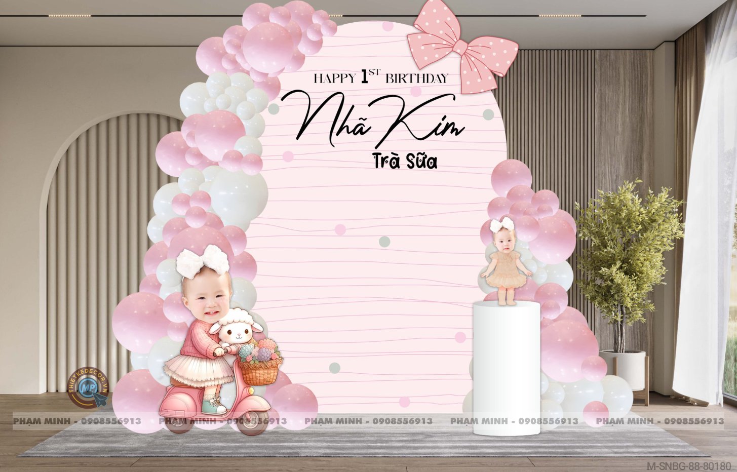 File thiết kế sinh nhật bé gái tone hồng cute đáng yêu