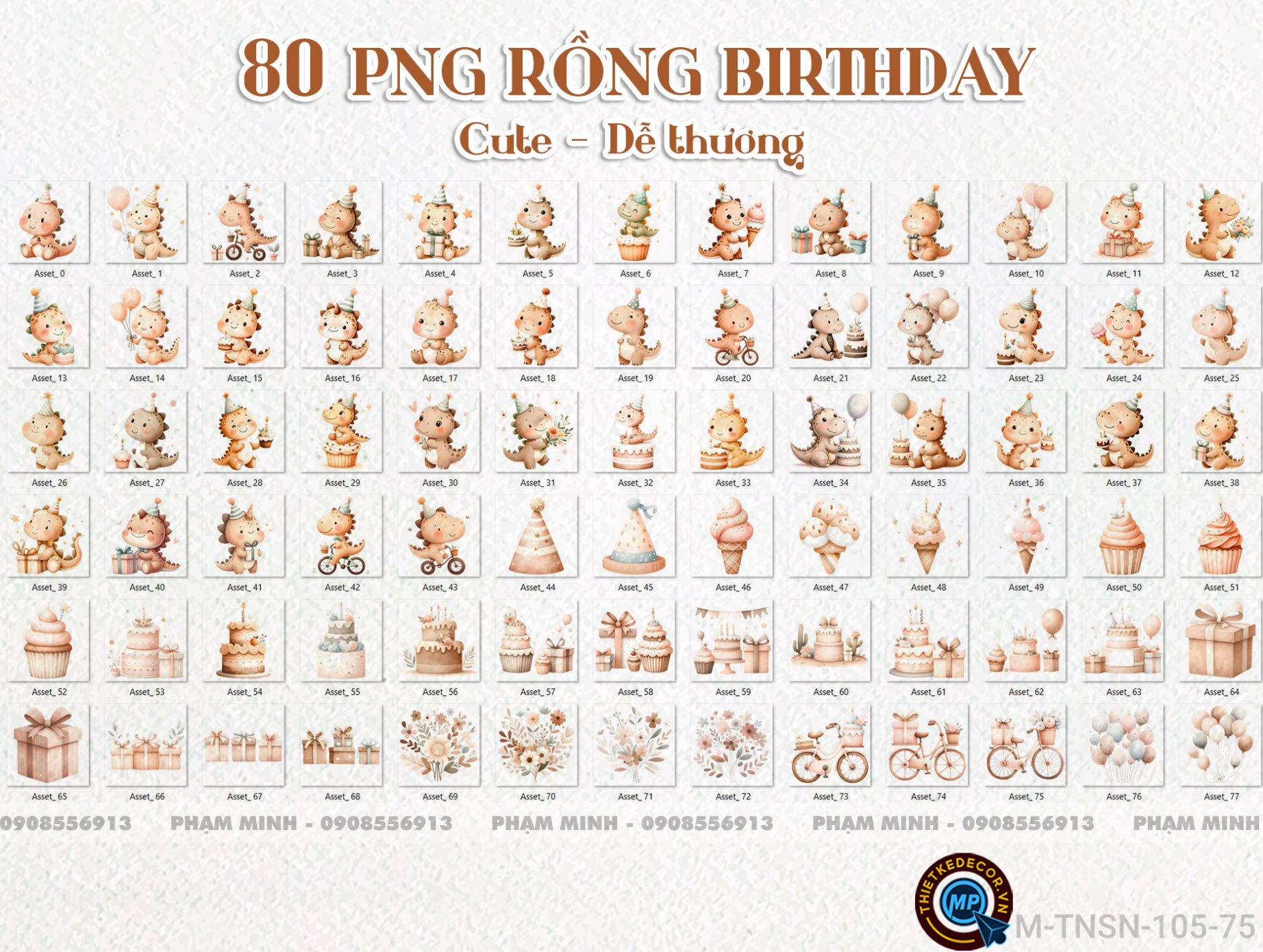 80 PNG Rồng Birthday Tách nền cute đáng yêu dễ thương tone nâu nét căng