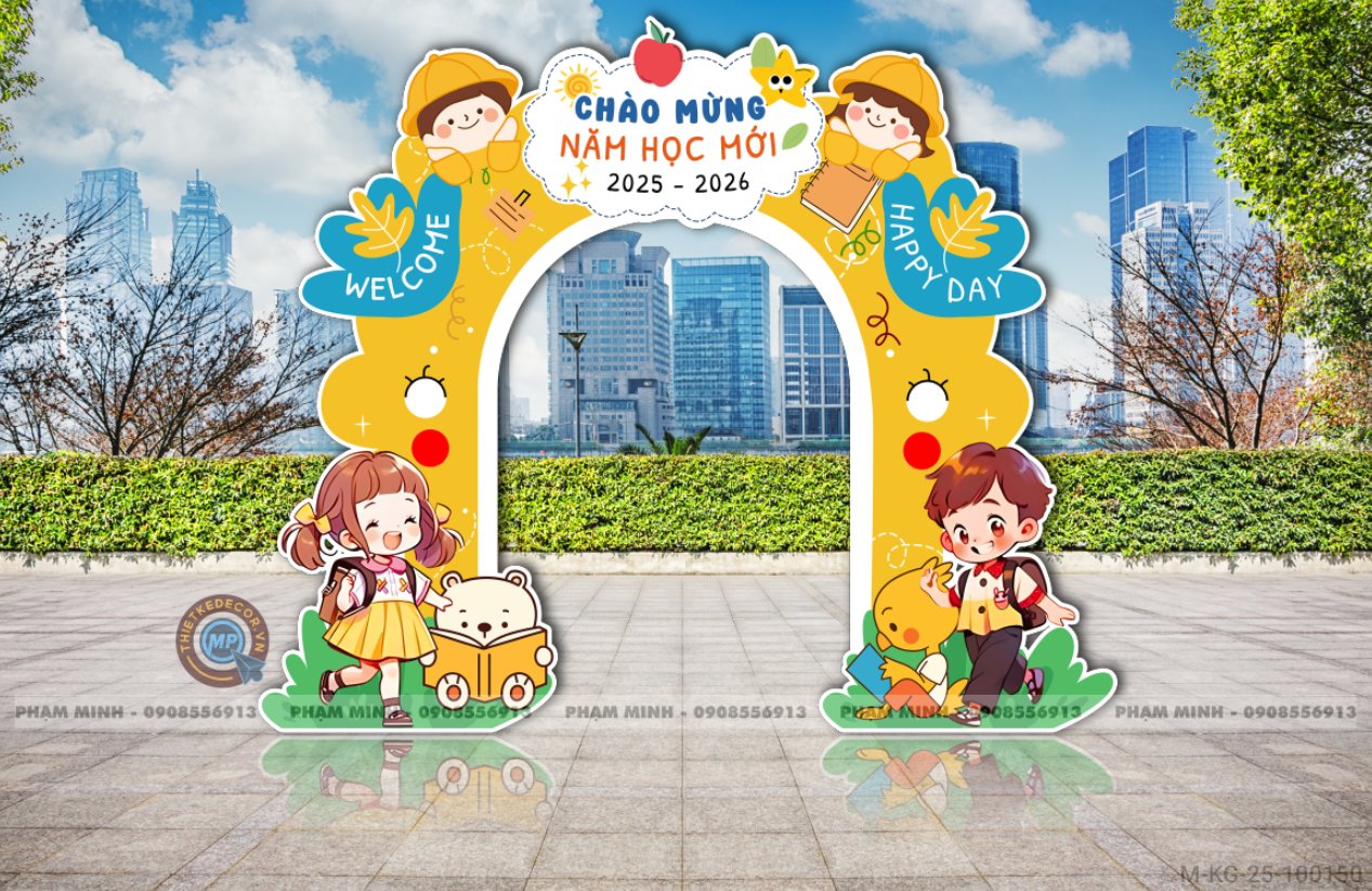 File thiết kế khung chụp ảnh khai giảng chào mừng năm học mới 2025 - 2026 sang trọng, dễ thương, đáng yêu