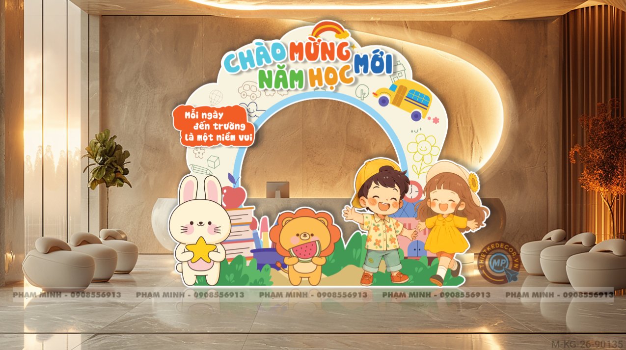 File thiết kế khung chụp ảnh khai giảng chào mừng năm học mới 2025 - 2026 sang trọng, dễ thương, đáng yêu