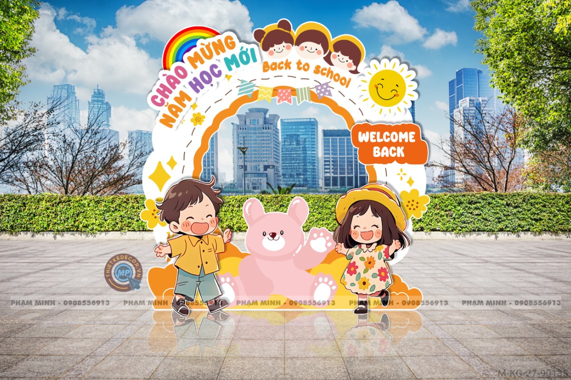 File thiết kế khung chụp ảnh khai giảng chào mừng năm học mới 2025 - 2026 sang trọng, dễ thương, đáng yêu