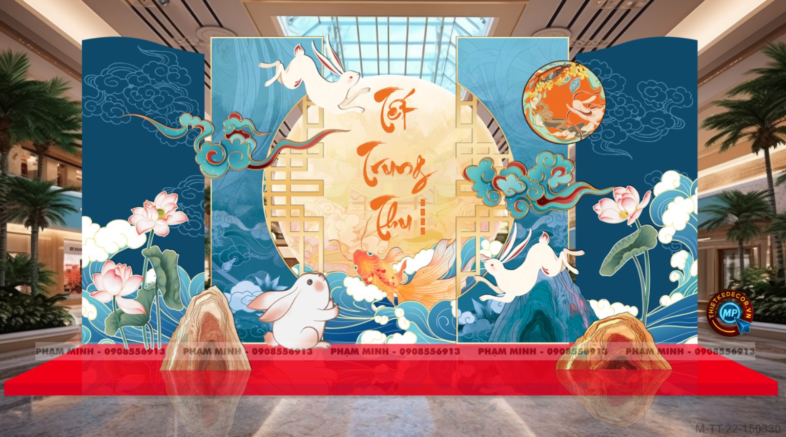 File thiết kế Background trang trí trung thu, bạt sự kiện trung thu sang trọng, đáng yêu