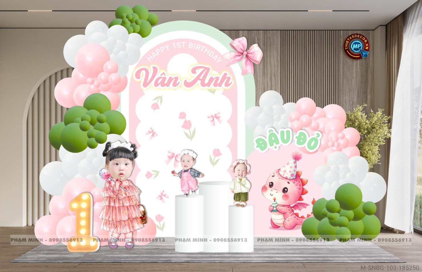 File thiết kế sinh nhật bé gái Tone Pastel cute dễ thương.