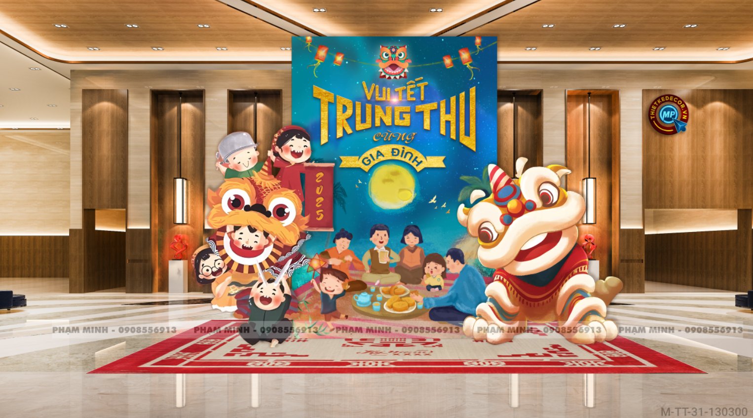 File thiết kế Background trang trí trung thu, bạt sự kiện trung thu sang trọng, đáng yêu