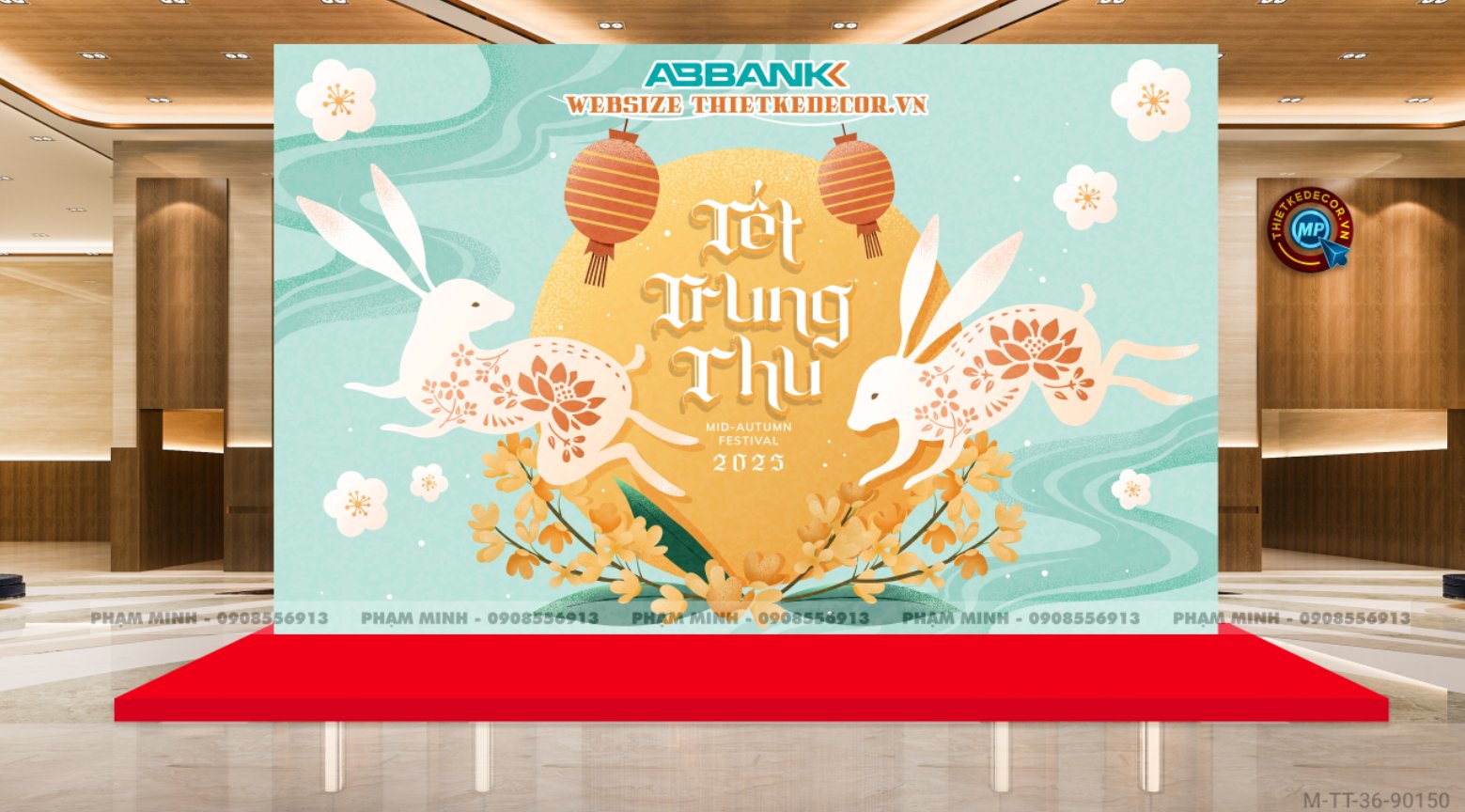 File thiết kế Background trang trí trung thu, bạt sự kiện trung thu sang trọng, đáng yêu