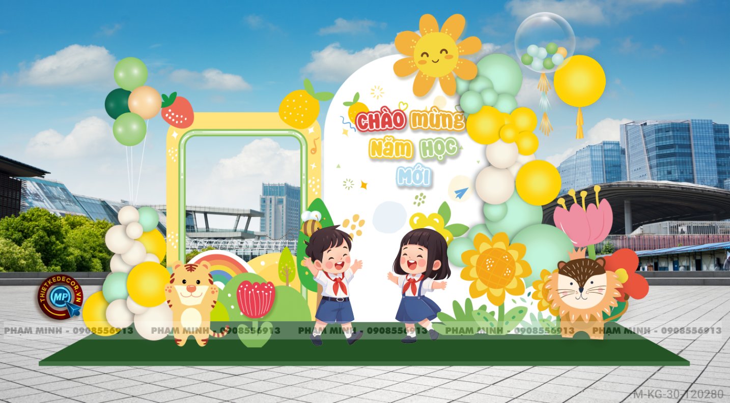 File thiết kế background khai giảng chào mừng năm học mới 2025 - 2026 sang trọng, dễ thương, đáng yêu