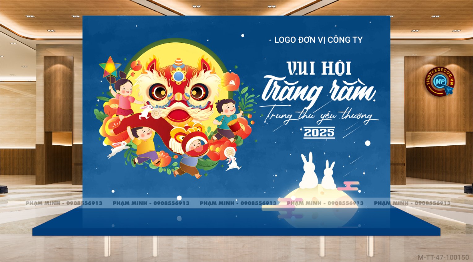 File thiết kế Background trang trí trung thu, bạt sự kiện trung thu sang trọng, đáng yêu