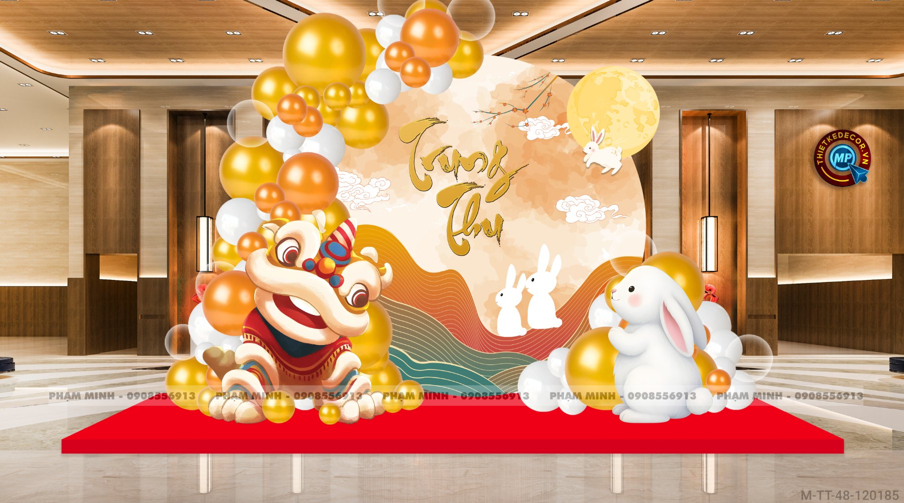 File thiết kế Background trang trí trung thu, bạt sự kiện trung thu sang trọng, đáng yêu