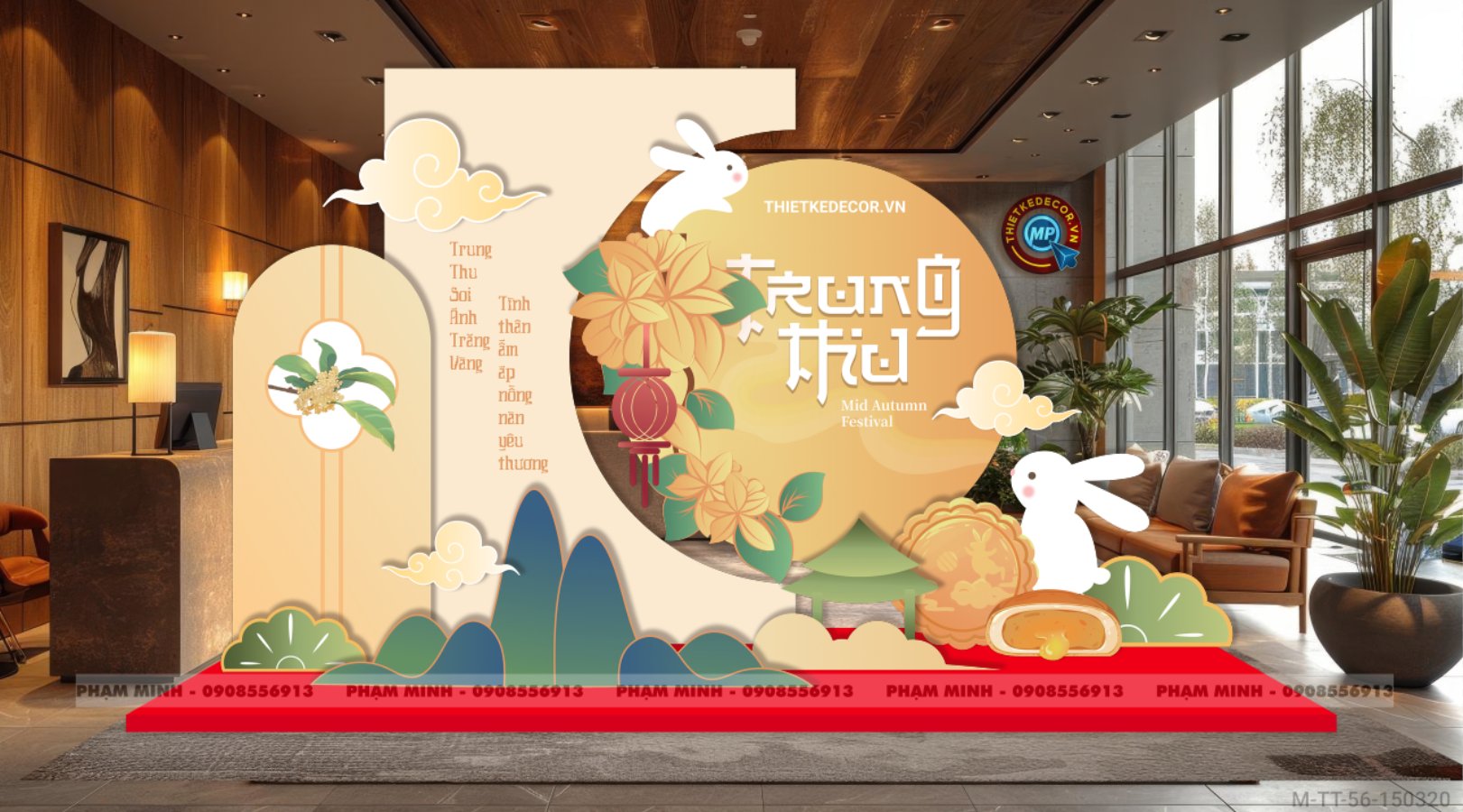 File thiết kế Background trang trí trung thu, bạt sự kiện trung thu sang trọng, đáng yêu
