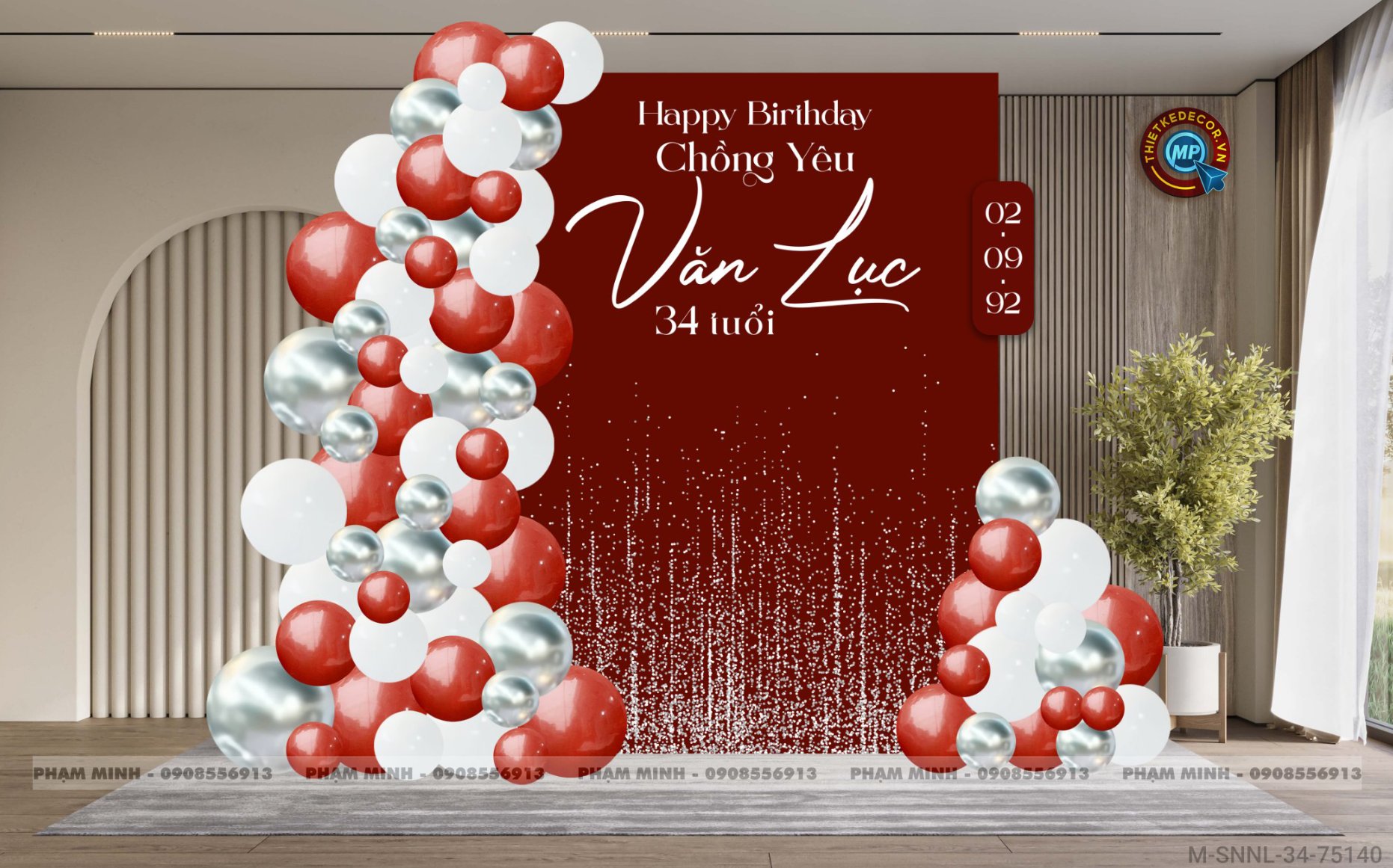 File thiết kế sinh nhật chồng yêu tone đỏ rượu vang sang trọng