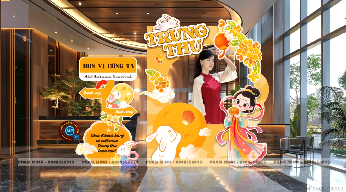 Khung Checkin trang trí trung thu 2025 sang trọng, dễ thương, đáng yêu
