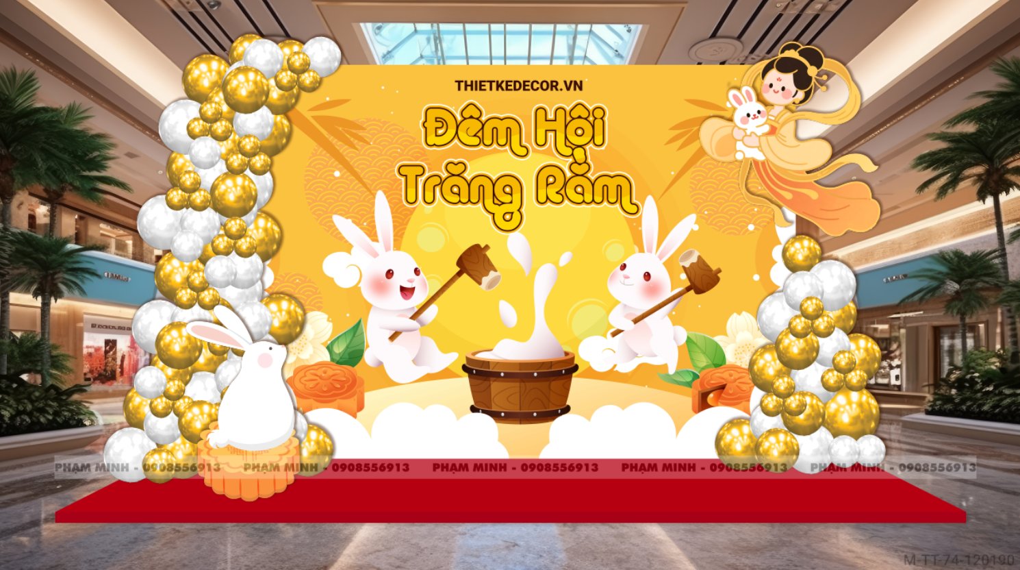 File thiết kế Background trang trí trung thu, bạt sự kiện trung thu sang trọng, đáng yêu