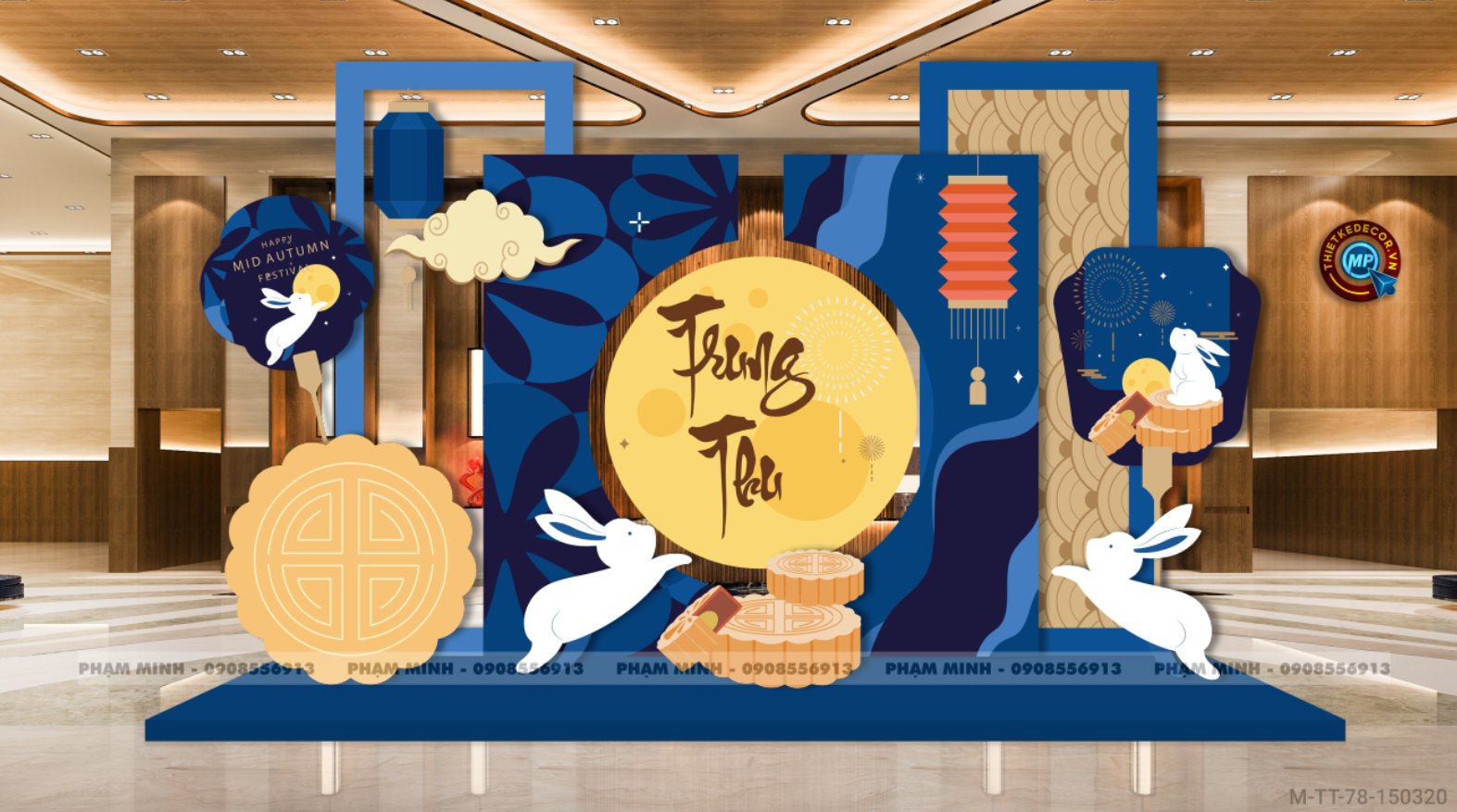 File thiết kế Trang trí Trung Thu đại sảnh Mall, Chung cư, Nhà Hàng, Khách Sạn Sang trọng trọng, đáng yêu