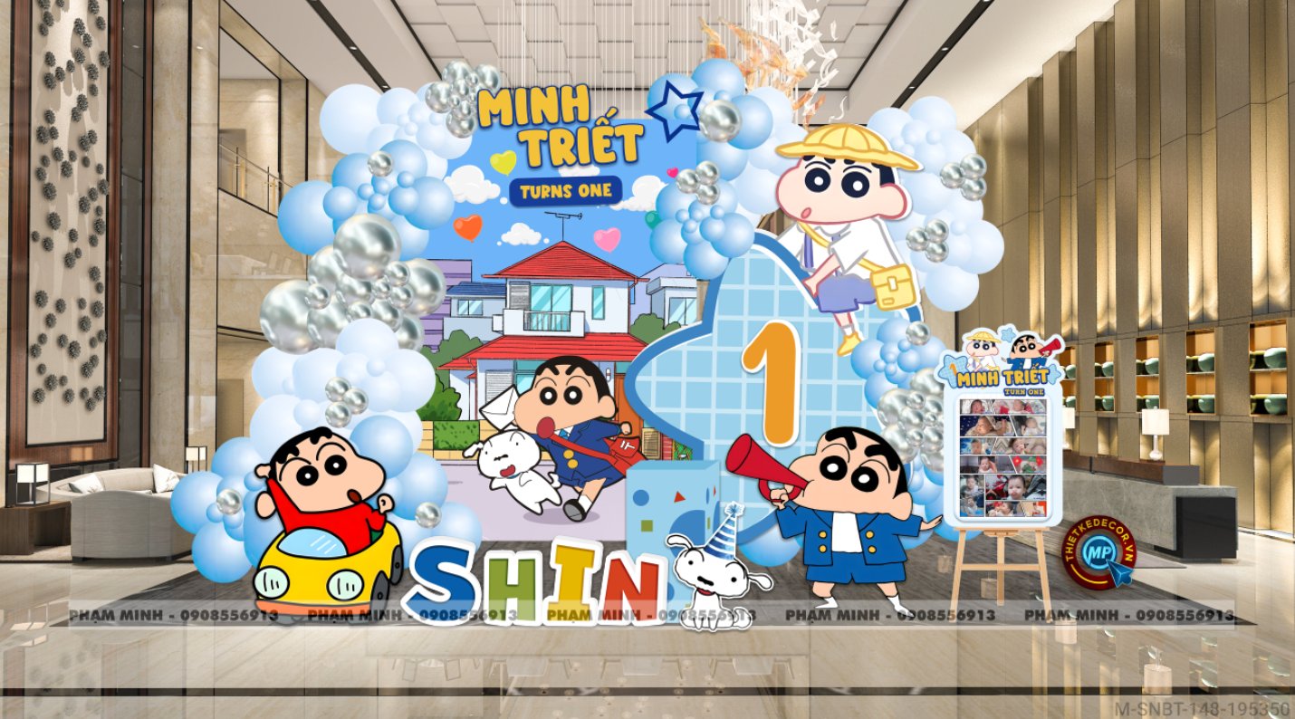 File thiết kế sinh nhật bé trai chủ đề Shin cậu bé bút chì cute đáng yêu sang trọng